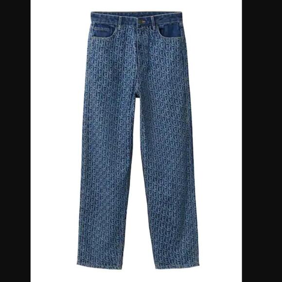 $11SALE!!! Mango Sustainable Blue High-rise Tapered Logo Jeans Size 2 NWT - Picture 2 of 5